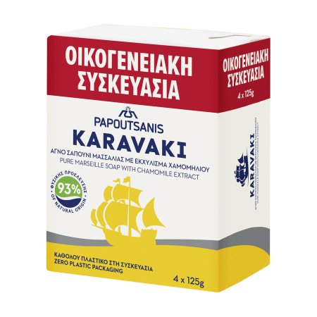 Karavaki Σαπούνι Μασσαλίας με εκχύλισμα Χαμομηλιού 4x100g