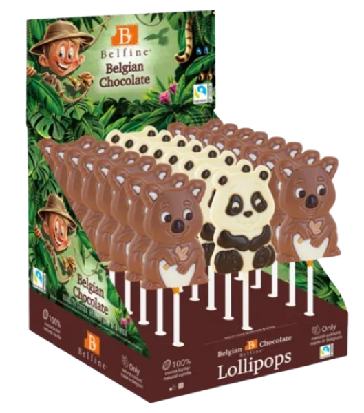 Belfine Lolly Koala Panda Σοκολατένια Γλειφιτζούρια 24x25gr