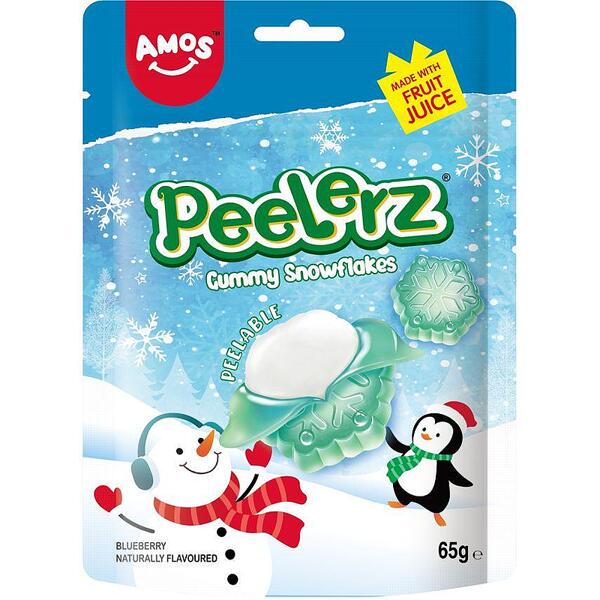 Amos Peelerz Gummy Snowflakes Blueberry 65g