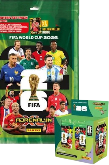 Combo FIFA World Cup 2026 Adrenalyn XL Panini 50 φακ + Starter Pack