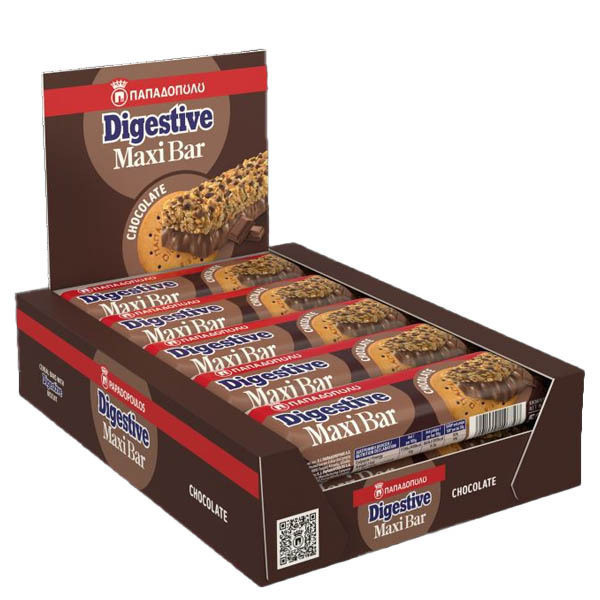 Παπαδοπούλου Digestive Maxi Μπάρα Δημητριακών με Σοκολάτα 10x50gr