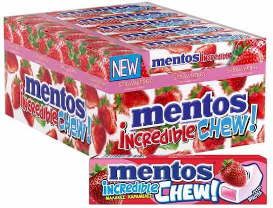 Mentos Incredible Chew Φράουλα Μαλακές Καραμέλες Display 20x45g
