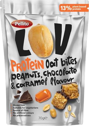 Pellito Lov Bites Peanuts Καραμέλα Σοκολάτα Με Πρωτεϊνη 70g
