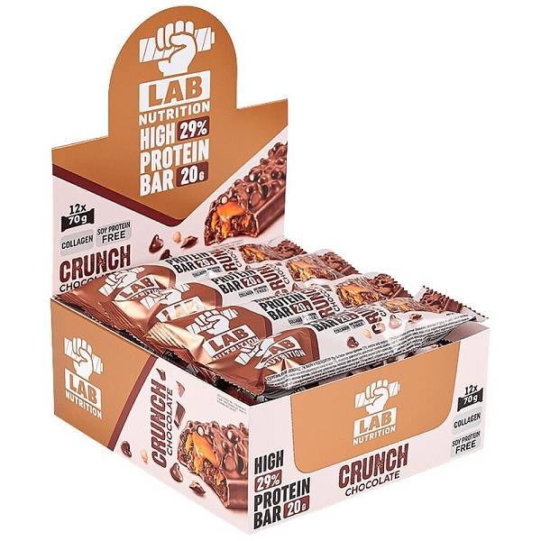LAB NUTRITION Μπάρα Πρωτεΐνης 29% Crunch Chocolate κουτί 12x65gr