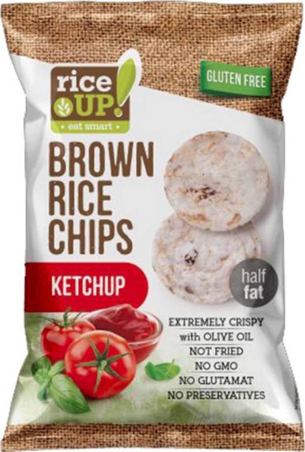 Rice Up Chips Ρυζιού Ολικής Αλεσης Με Γεύση Κέτσαπ 60gr