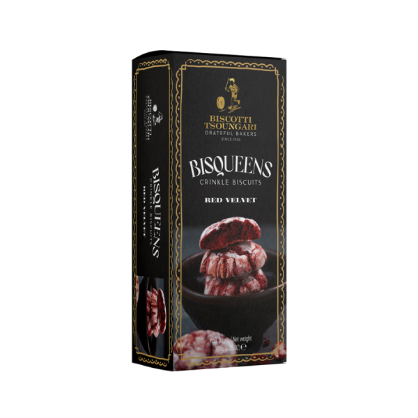 Bisqueens Biscotti Tsoungari Crinkle Biscuits Red Velvet 180g