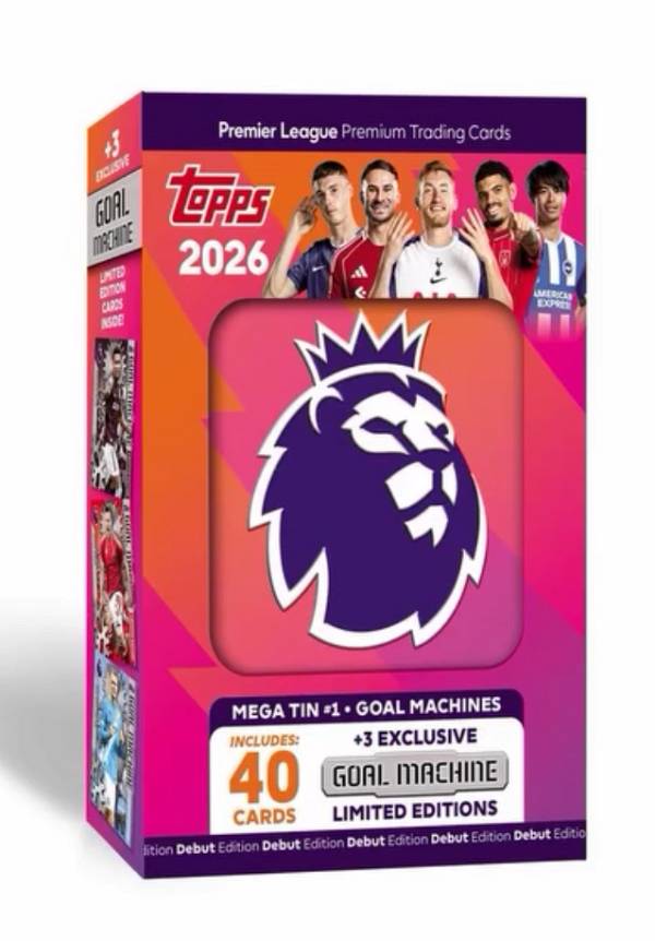 Topps Premier League 2026 Debut Edition Trading Cards Mega Tin