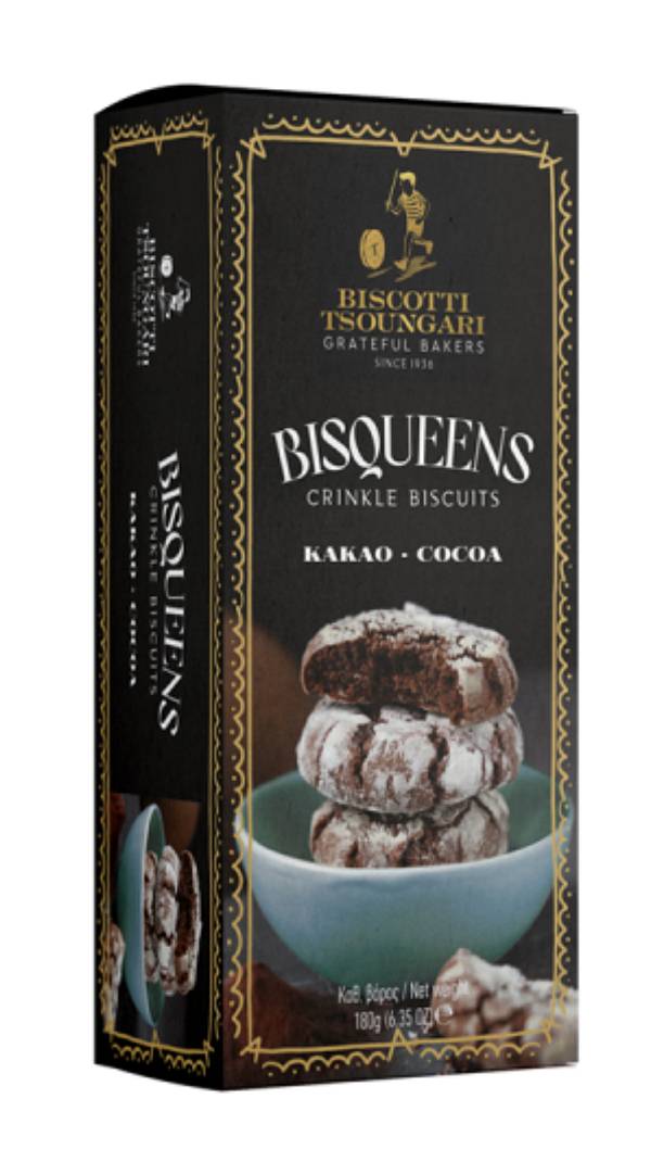 Bisqueens Biscotti Tsoungari Crinkle Biscuits with Cocoa 180g