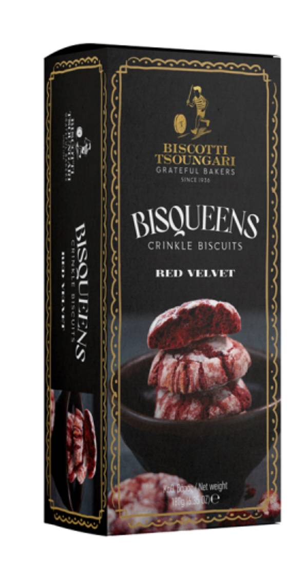 Bisqueens Biscotti Tsoungari Crinkle Biscuits Red Velvet 180g