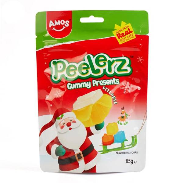 Amos Peelerz Gummy Presents Santa Strawberry Lemon 65g