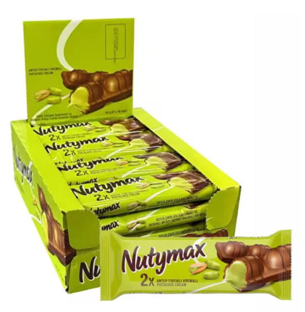 Nutymax Pistachio 2 x Σοκολάτα με Φιστίκι Display 16x44gr