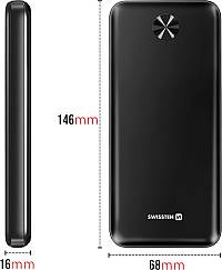 Swissten Power Bank 10000mAh 10.5W με 2 Θύρες USB-A και Θύρα USB-C Μαύρο