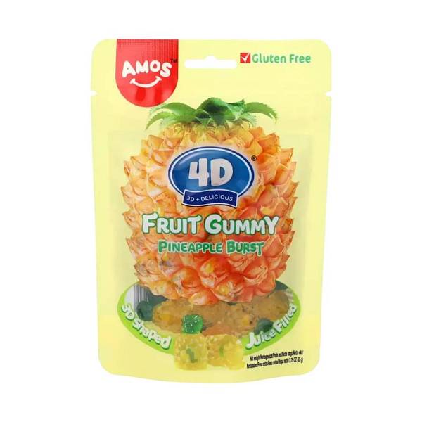 Amos 4D Fruit Gummy Pineapple Burst 65g