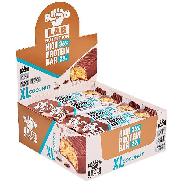 LAB NUTRITION Μπάρα Πρωτεΐνης 38% XL Coconut κουτί 12x80gr