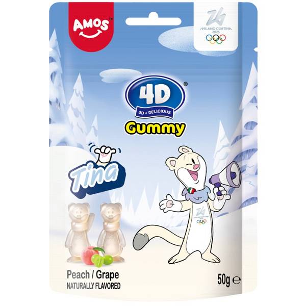 Amos 4D Gummy Tina Peach and Grape 50g