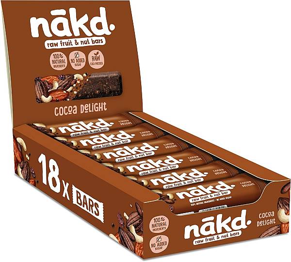 Nakd Cocoa Delight Raw Fruit & Nut Bar UK 18x35g